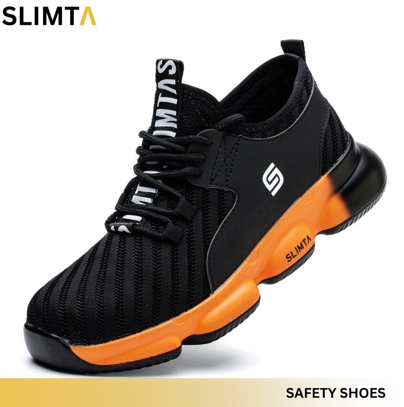 SLIMTA Men Women Safety Shoes Non-Slip Steel Toe Cap Trainers with Breathable Mesh Lightweight Comfortable Puncture Proof Industrial Shoes - Image 1